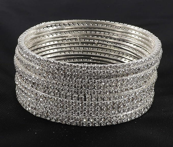 Sparkling Elegance: Silver&Gold  Stone Bangles