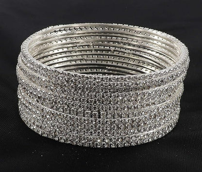 Sparkling Elegance: Silver&Gold  Stone Bangles
