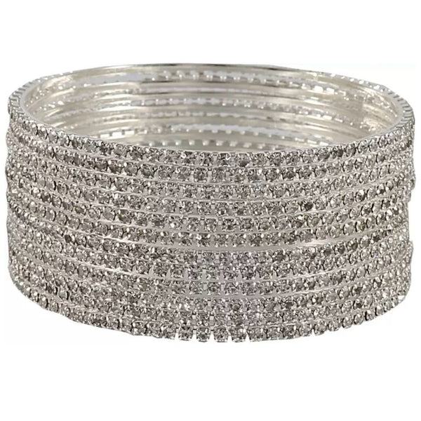 Sparkling Elegance: Silver&Gold  Stone Bangles