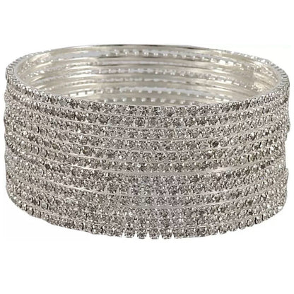 Sparkling Elegance: Silver&Gold  Stone Bangles