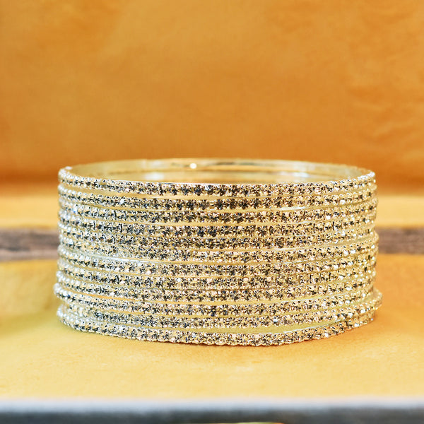 Sparkling Elegance: Silver&Gold  Stone Bangles