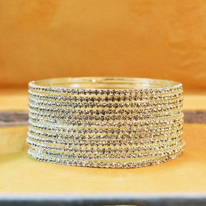 Sparkling Elegance: Silver&Gold  Stone Bangles