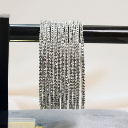 Sparkling Elegance: Silver&Gold  Stone Bangles